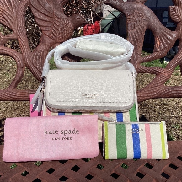 NWT kate spade Matching Set Run Around Stripe Bag & Bradley Breezy Strip… - Picture 2 of 12